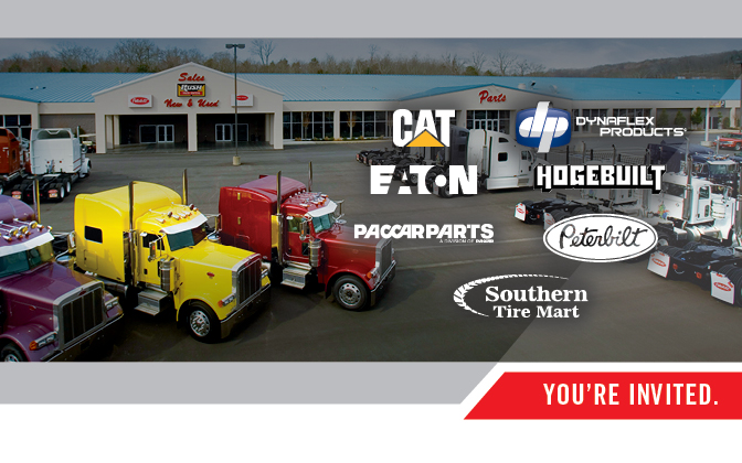 Rush Truck Centers – Nashville exterior with gold sponsor logos