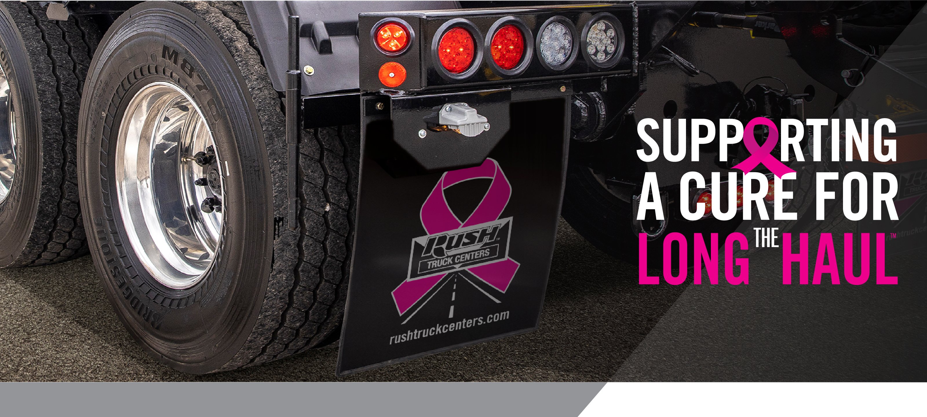 Supporting a Cure for the Long Haul | Black Mudflap with Pink Breast Cancer Awareness Ribbon